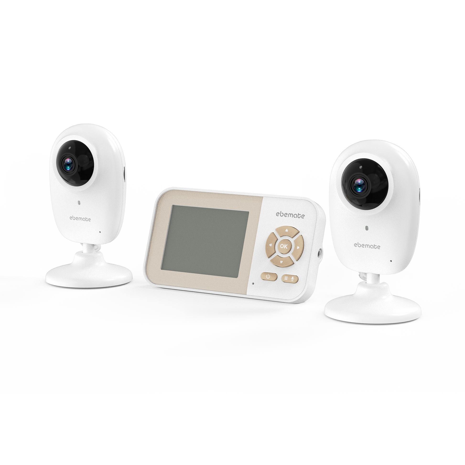 ebemate WiFi Video Baby Monitor with 2 Camera,2.8" Display with 1200Ft Long Range,WiFi On/Off,1080P No Glow Night Vision,2-Way Talk Baby Cam Monitoring EBS28-2