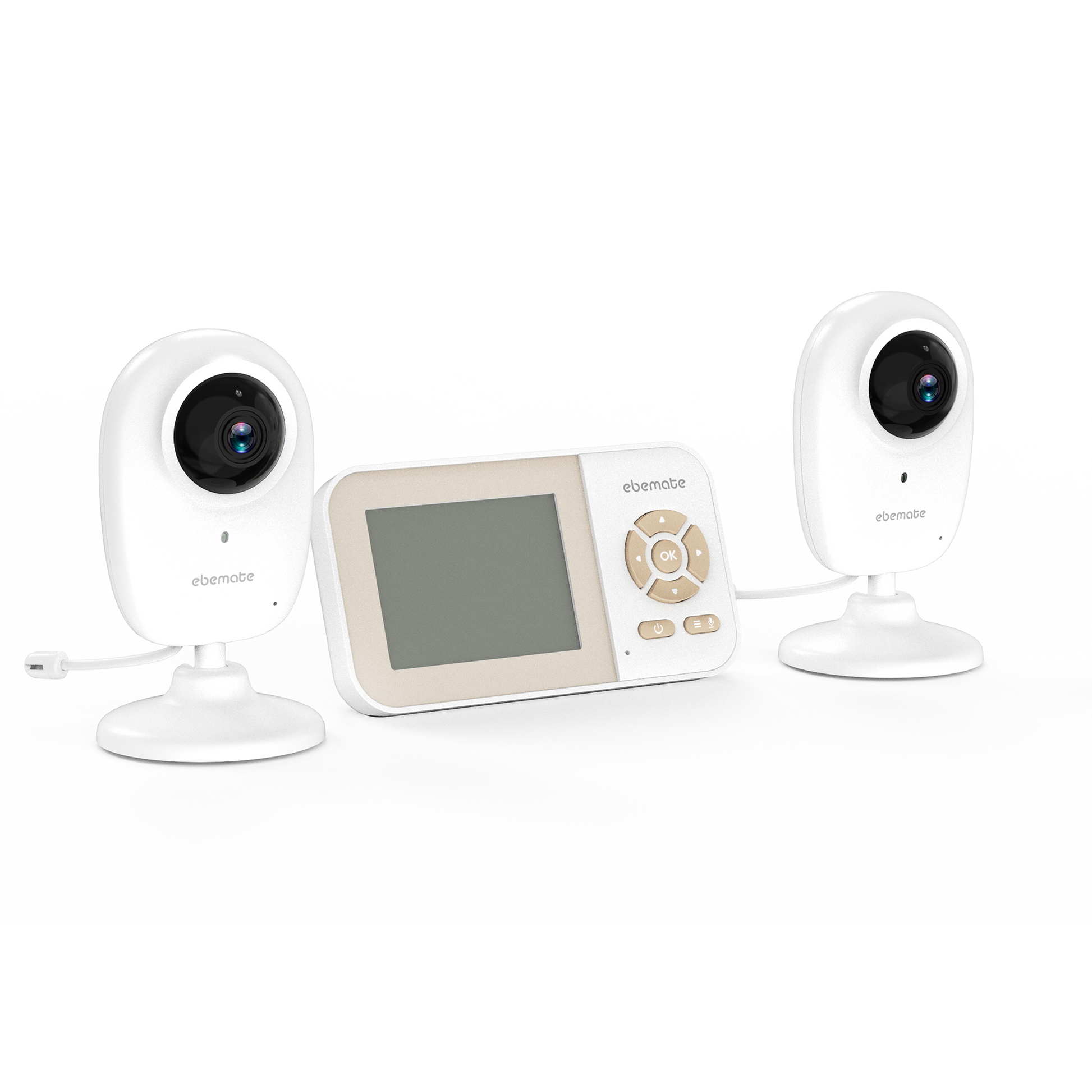 ebemate WiFi Video Baby Monitor with 2 Camera,2.8" Display with 1200Ft Long Range,WiFi On/Off,1080P No Glow Night Vision,2-Way Talk Baby Cam Monitoring EBS28-2